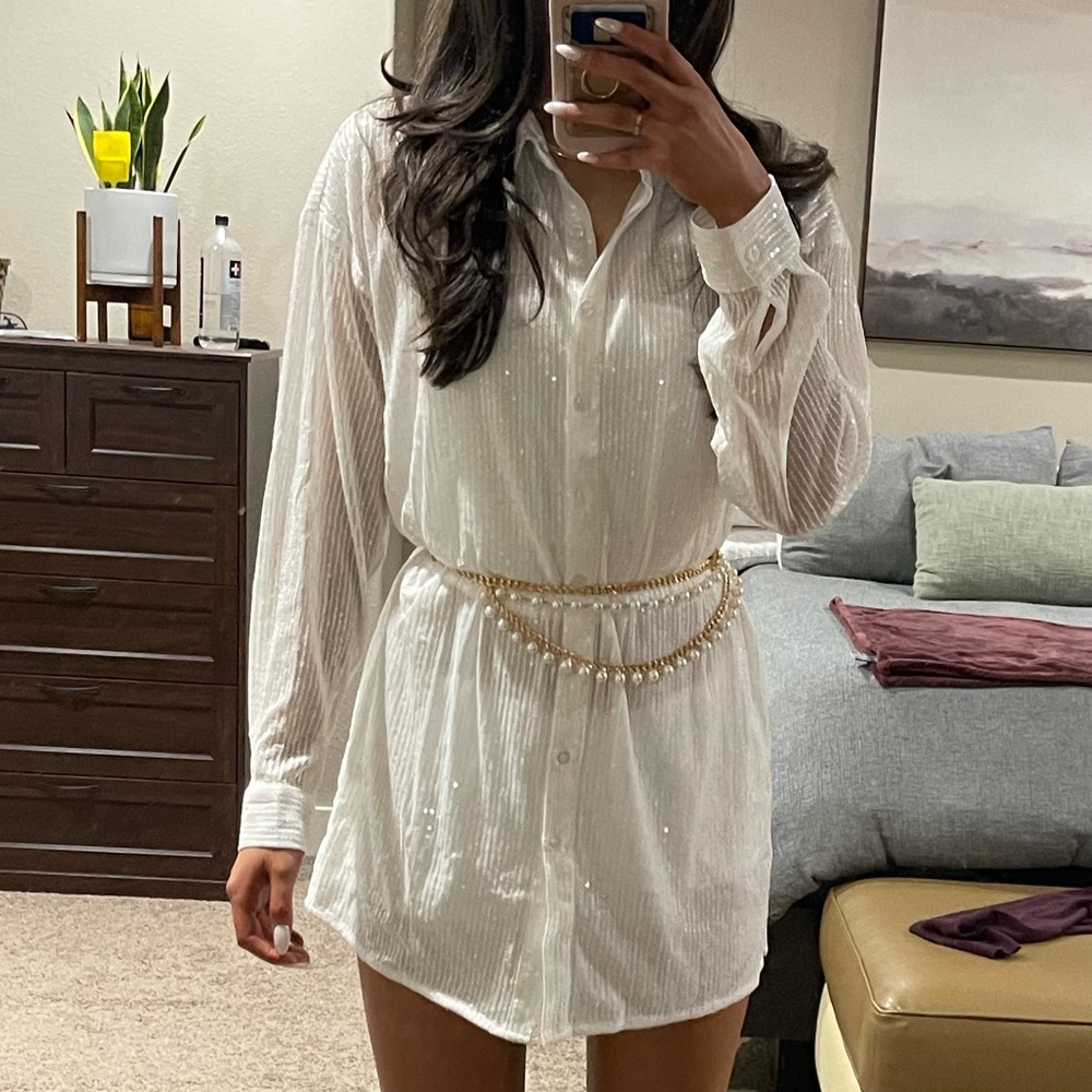 Sequined Button Up Dress